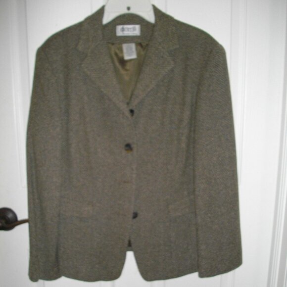 Women's Elements Exclusively Spiegel, brown herringbone blazer, size 14, new. - Picture 1 of 4